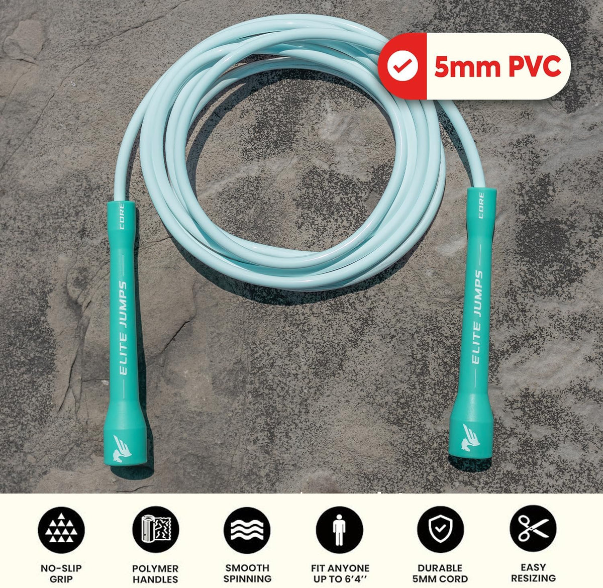 Elite Jumps Core 5mm, PVC Adjustable Skipping Rope