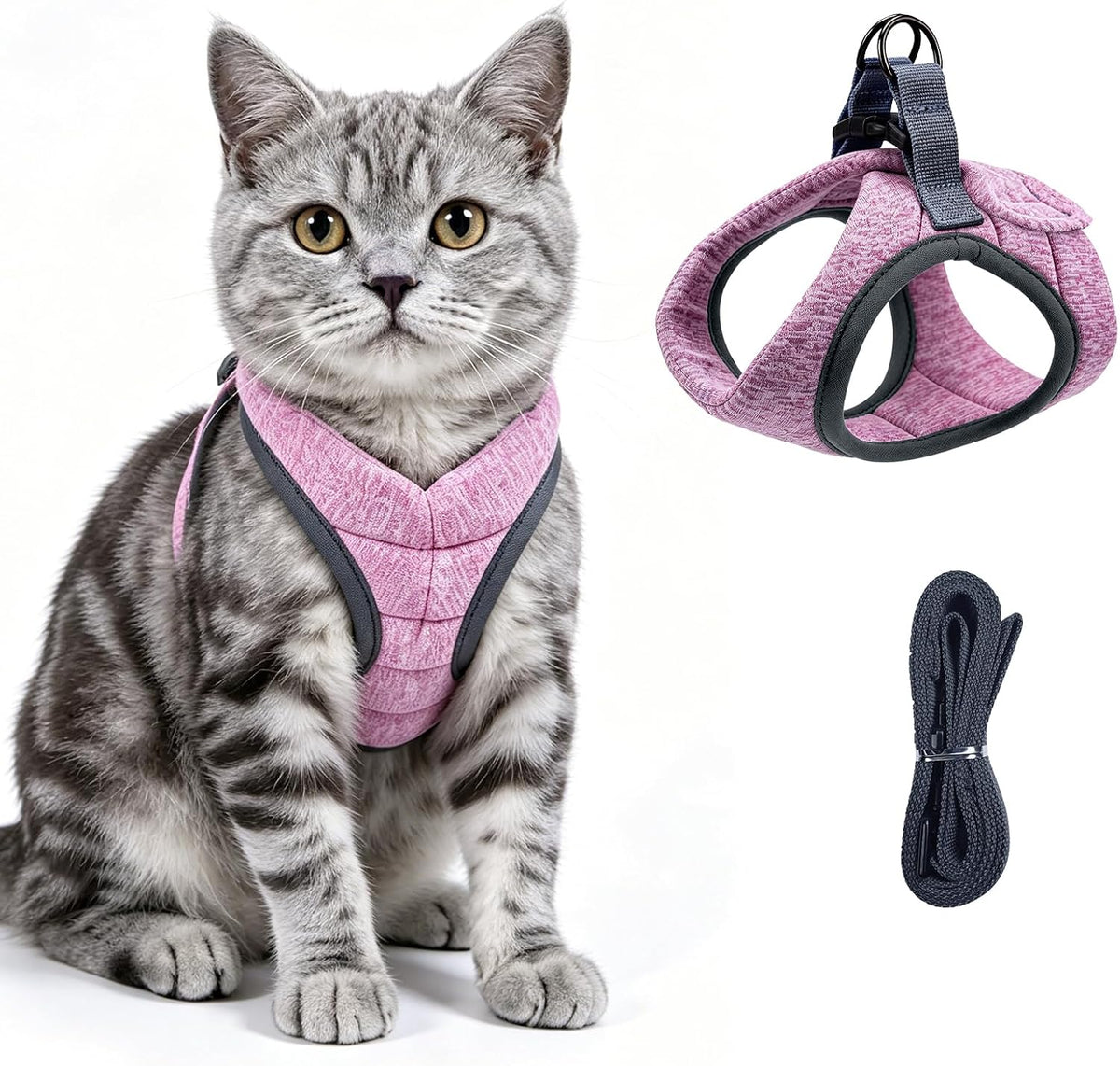 HEYWEAN Cat Harness and Leash - Ultra Light Escape Proof Kitten Collar Cat Walking Jacket with Running Cushioning Soft and Comfortable Suitable for Puppies Rabbits