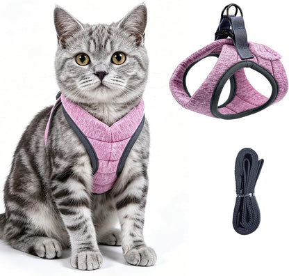 HEYWEAN Cat Harness and Leash - Ultra Light Escape Proof Kitten Collar Cat Walking Jacket with Running Cushioning Soft and Comfortable Suitable for Puppies Rabbits