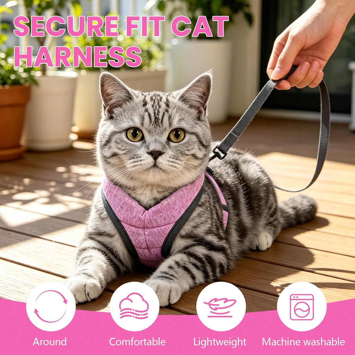 HEYWEAN Cat Harness and Leash - Ultra Light Escape Proof Kitten Collar Cat Walking Jacket with Running Cushioning Soft and Comfortable Suitable for Puppies Rabbits