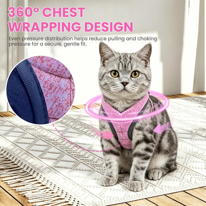 HEYWEAN Cat Harness and Leash - Ultra Light Escape Proof Kitten Collar Cat Walking Jacket with Running Cushioning Soft and Comfortable Suitable for Puppies Rabbits