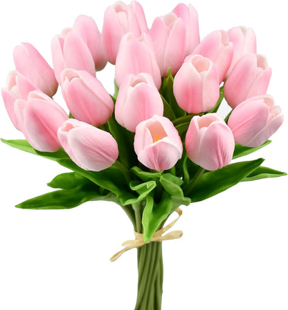 20pcs Artificial Peach Pink Tulips