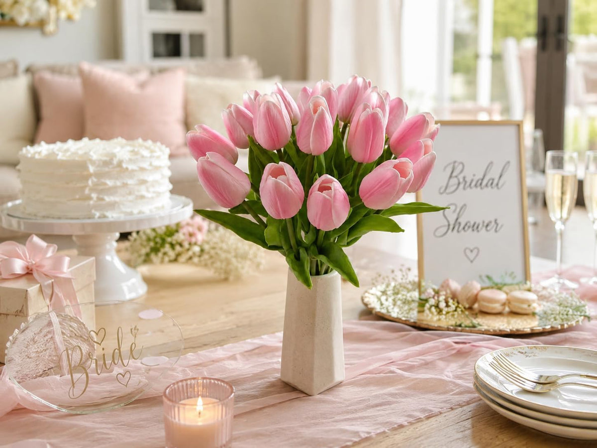 20pcs Artificial Peach Pink Tulips