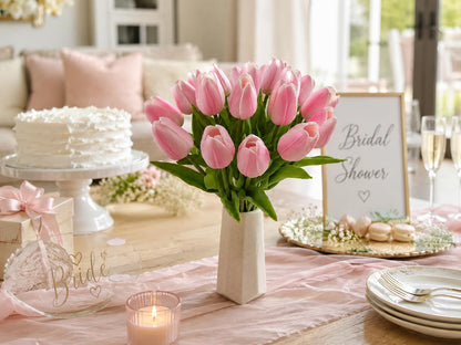 20pcs Artificial Peach Pink Tulips