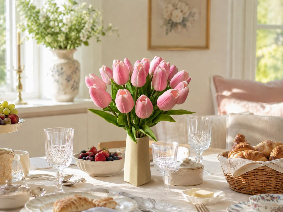 20pcs Artificial Peach Pink Tulips