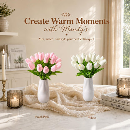 20pcs Artificial Peach Pink Tulips