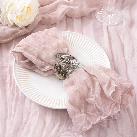 4 Pack Cheesecloth Gauze Napkins 17 * 17 Inch Wrinkled Decorative Cloth Napkins Rustic Boho Table Napkins for Thanksgiving Wedding Bridal Shower Baby Shower Xmas Party
