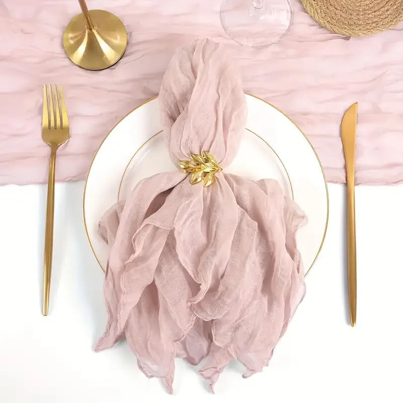 4 Pack Cheesecloth Gauze Napkins 17 * 17 Inch Wrinkled Decorative Cloth Napkins Rustic Boho Table Napkins for Thanksgiving Wedding Bridal Shower Baby Shower Xmas Party