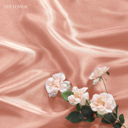 MILVOWOC 12 Pack Square Rose Gold Satin Napkins - 20 x 20 Inch Soft Silk Dinner Napkins for Weddings, Restaurants, Parties