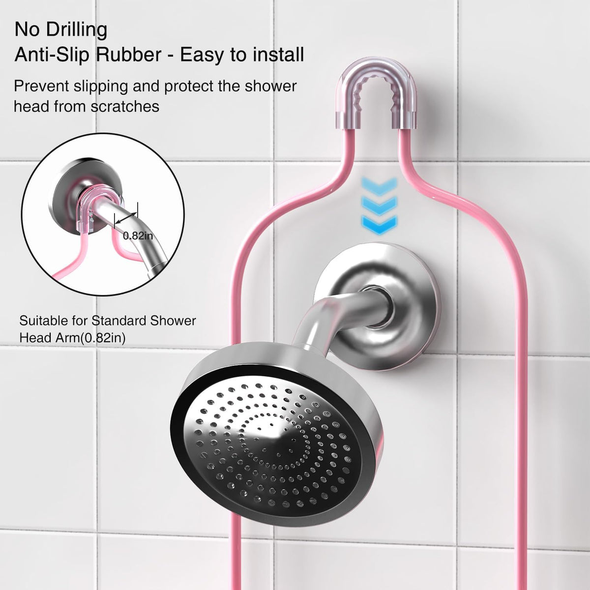 Pink 3-Tier Over Head Shower Caddy with Soap Holder & 6 Hooks - Hanging Shower Caddy for Bathroom Organizer
