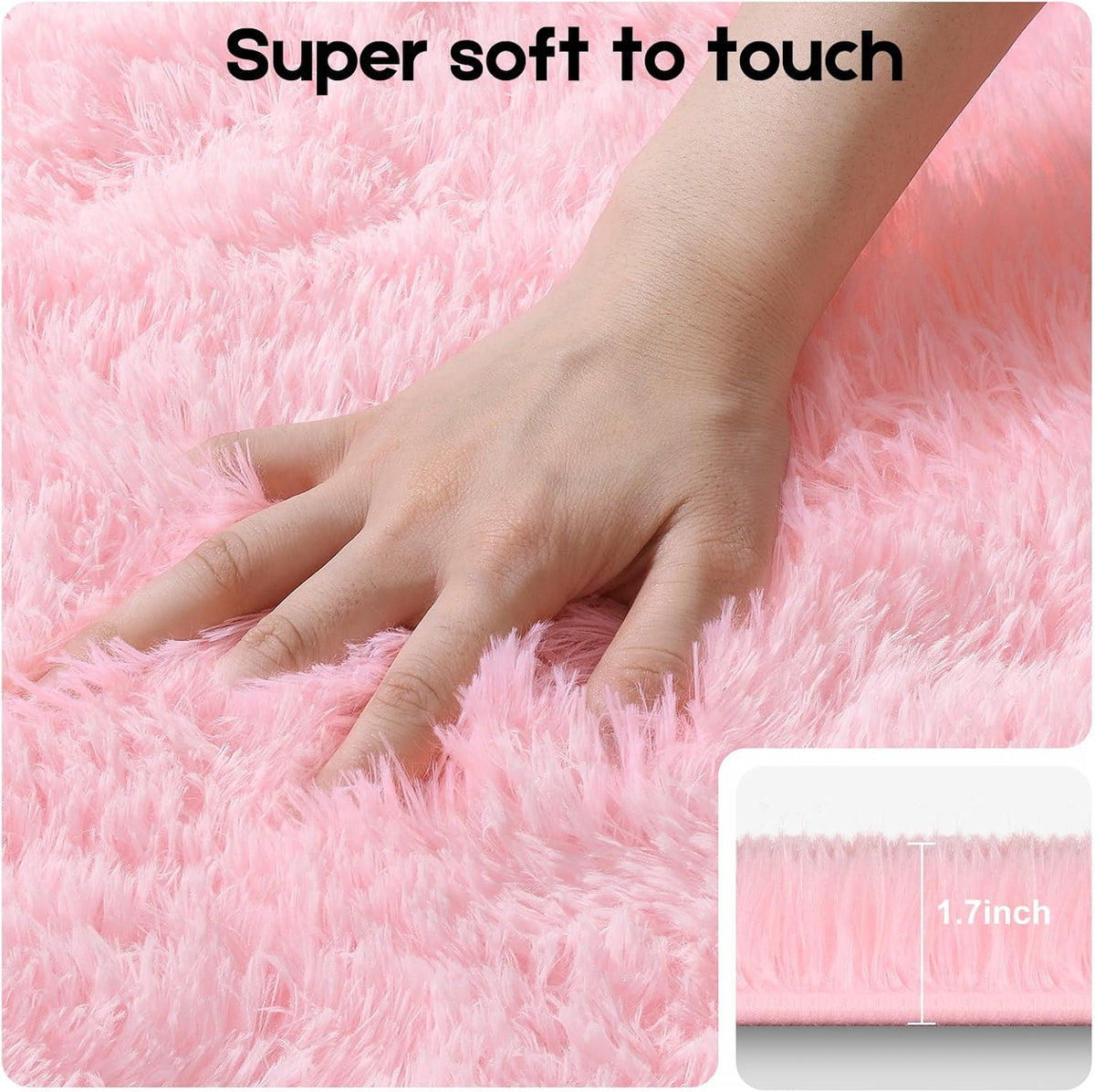 Pink Rugs for Bedroom, 4x6 Fluffy Small Area Rugs for Living Room