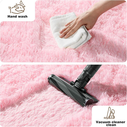 Pink Rugs for Bedroom, 4x6 Fluffy Small Area Rugs for Living Room