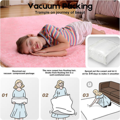 Pink Rugs for Bedroom, 4x6 Fluffy Small Area Rugs for Living Room