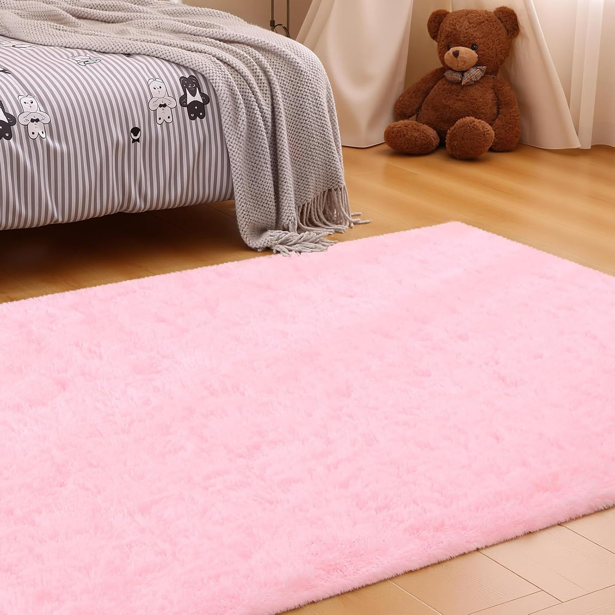 Pink Rugs for Bedroom, 4x6 Fluffy Small Area Rugs for Living Room