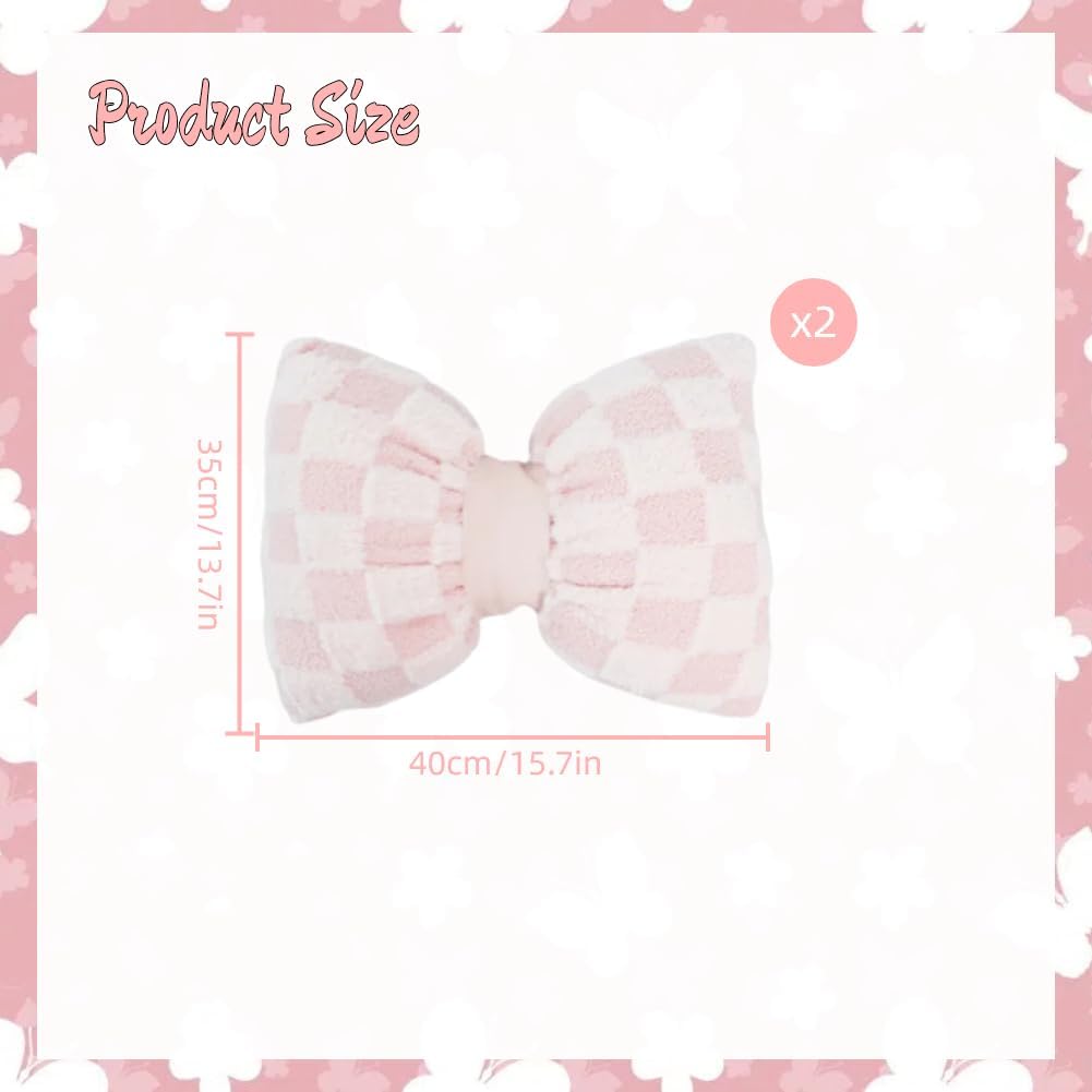 2 Pcs Pink Bow Pillow Big Bow Shaped Cushion Plush Car Lumbar Pillow Aesthetic Home Decor Throw Pillows for Room Bed Sofa Couch Decor