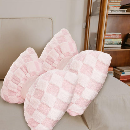 2 Pcs Pink Bow Pillow Big Bow Shaped Cushion Plush Car Lumbar Pillow Aesthetic Home Decor Throw Pillows for Room Bed Sofa Couch Decor