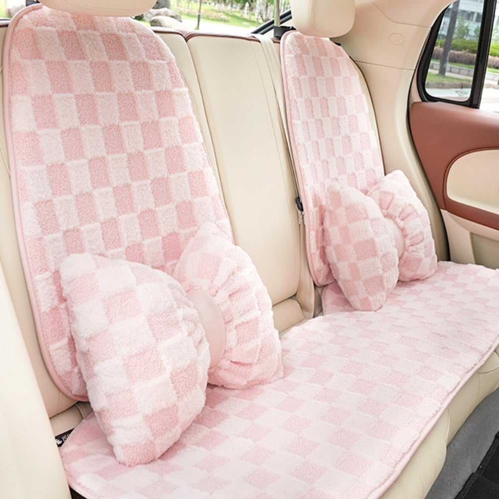 2 Pcs Pink Bow Pillow Big Bow Shaped Cushion Plush Car Lumbar Pillow Aesthetic Home Decor Throw Pillows for Room Bed Sofa Couch Decor