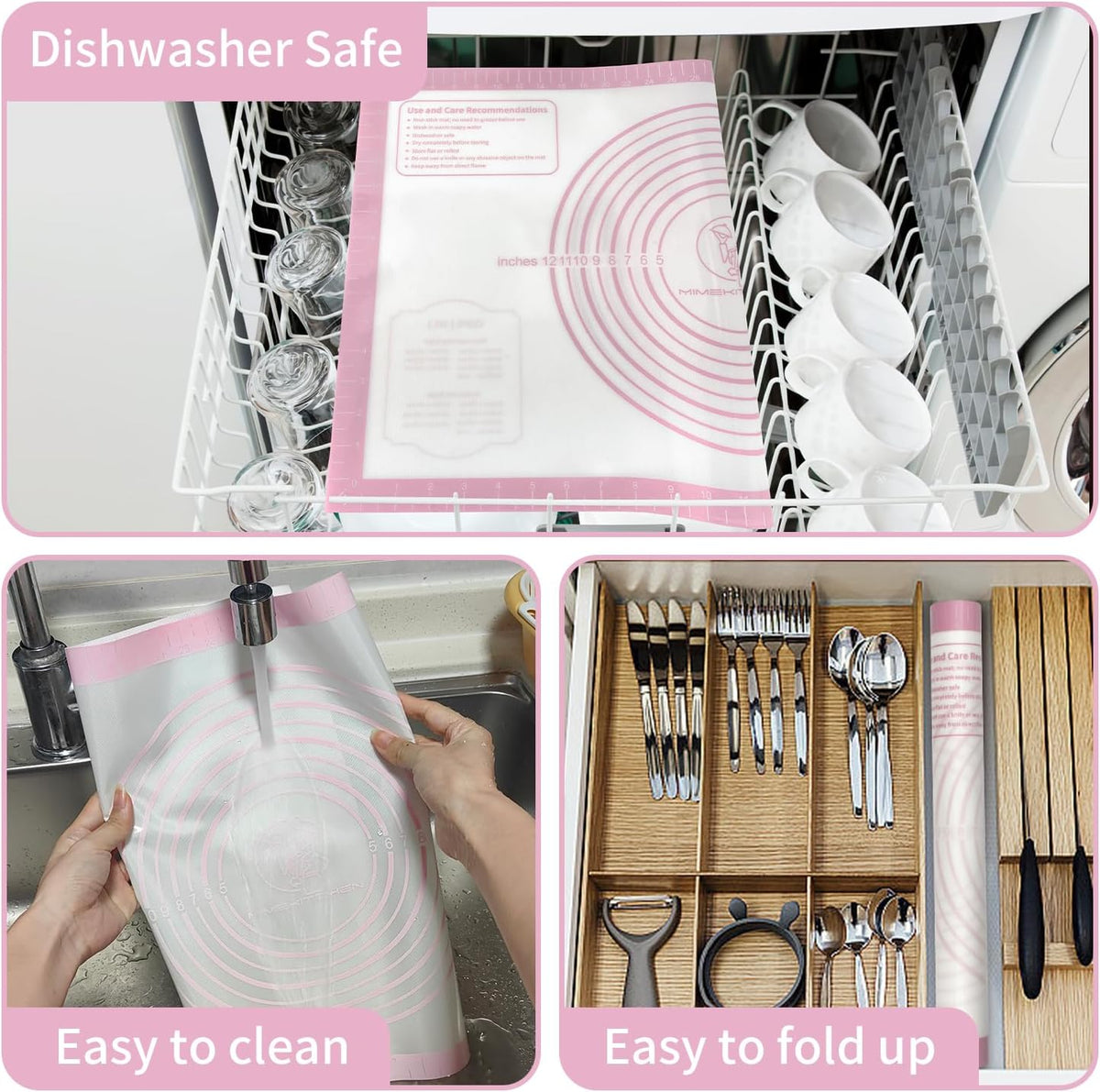 Non-stick Silicone Pastry Mat, Silicone Baking Mat with Measurements, Kitchen Counter Mat, Dough Rolling Mat, Oven Liner, Fondant Mat, Pie Crust Mat Silicone Bread Mat