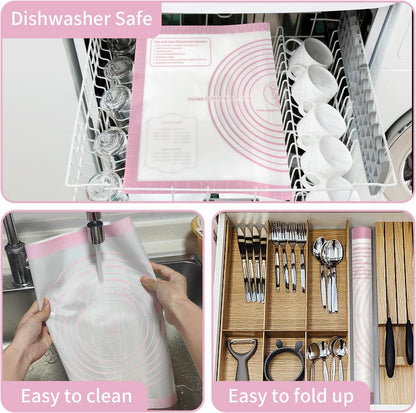 Non-stick Silicone Pastry Mat, Silicone Baking Mat with Measurements, Kitchen Counter Mat, Dough Rolling Mat, Oven Liner, Fondant Mat, Pie Crust Mat Silicone Bread Mat