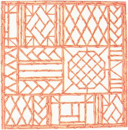 Caspari Bamboo Screen Coral Paper Linen Cocktail Napkins - 15 Per Package