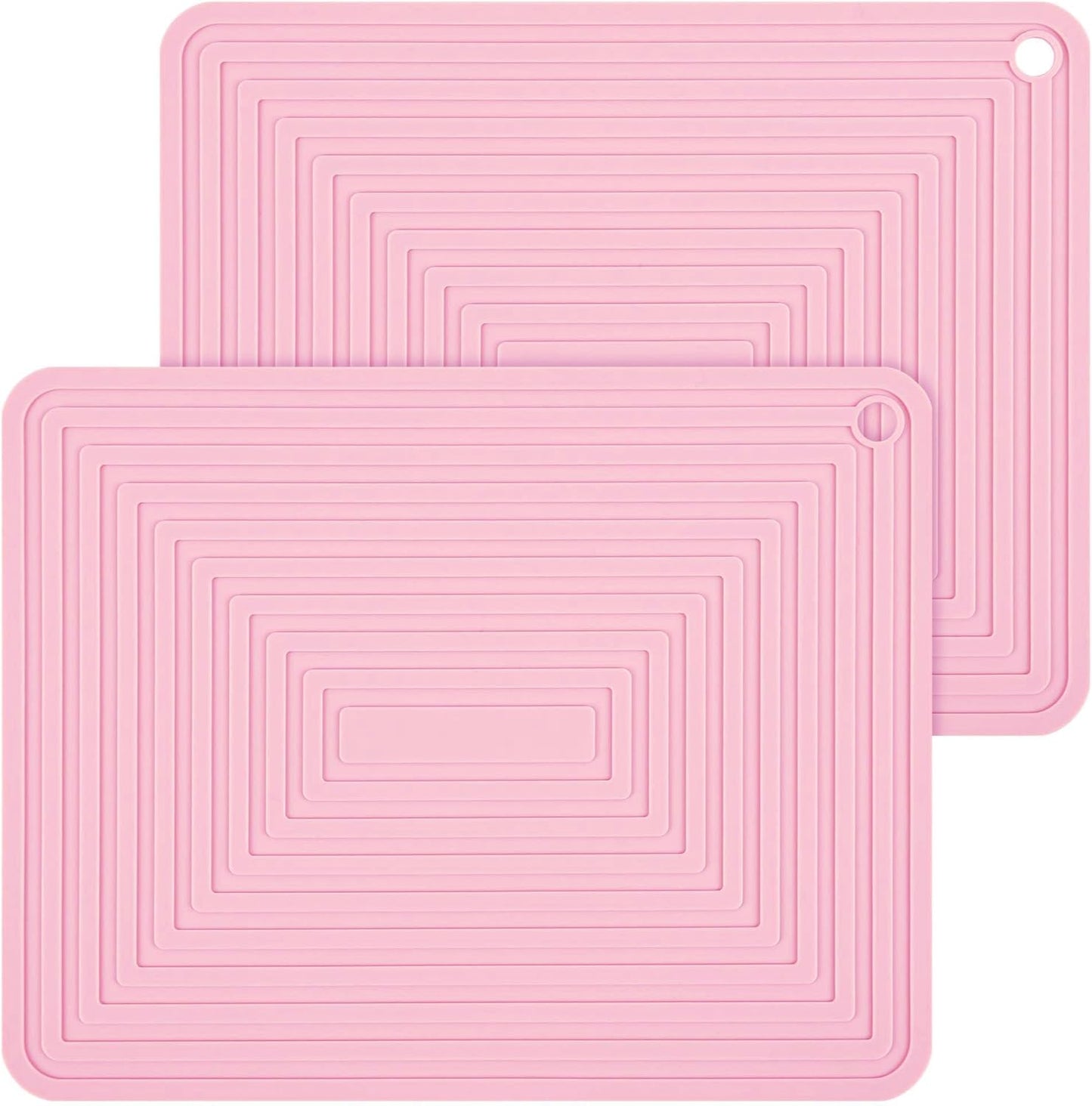 Silicone Trivets for Hot Dishes Pots and Pans, Hot Pads for Kitchen, Round Silicone Pot Holders, Heat Resistant Mat for Quartz Countertops, Multi-Purpose Trivet Mat Set 2 Pink