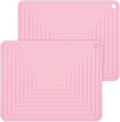 Silicone Trivets for Hot Dishes Pots and Pans, Hot Pads for Kitchen, Round Silicone Pot Holders, Heat Resistant Mat for Quartz Countertops, Multi-Purpose Trivet Mat Set 2 Pink