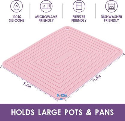Silicone Trivets for Hot Dishes Pots and Pans, Hot Pads for Kitchen, Round Silicone Pot Holders, Heat Resistant Mat for Quartz Countertops, Multi-Purpose Trivet Mat Set 2 Pink
