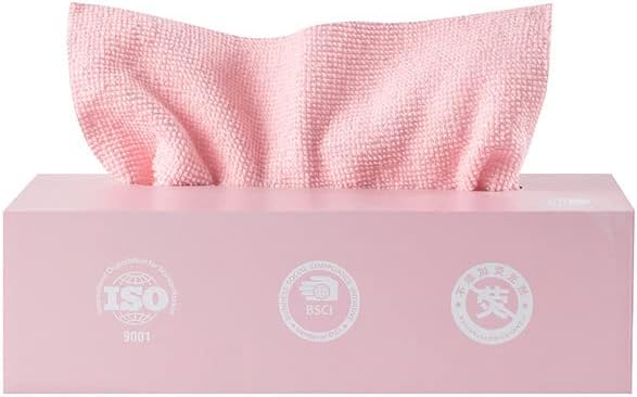 Microfiber Cleaning Cloths, Reusable Cleaning Towels in Box, Microfiber Lint Free Multi-Purpose Towel, Pink, 7.9''x7.9'' (20 Pieces)