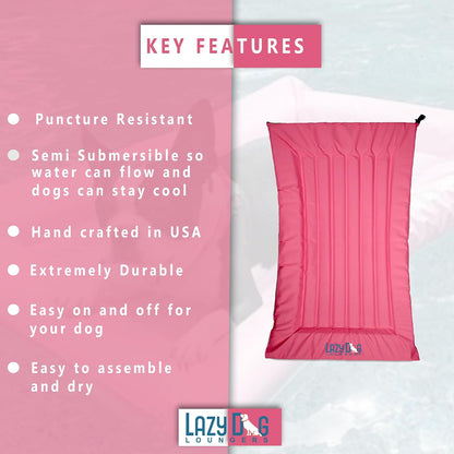 Dog Pool Float, Raft for Dogs and Pets - Semi-Submersible to Keep Your Dog Cool - Lake, Pool, River and Boat (Large, Pink)