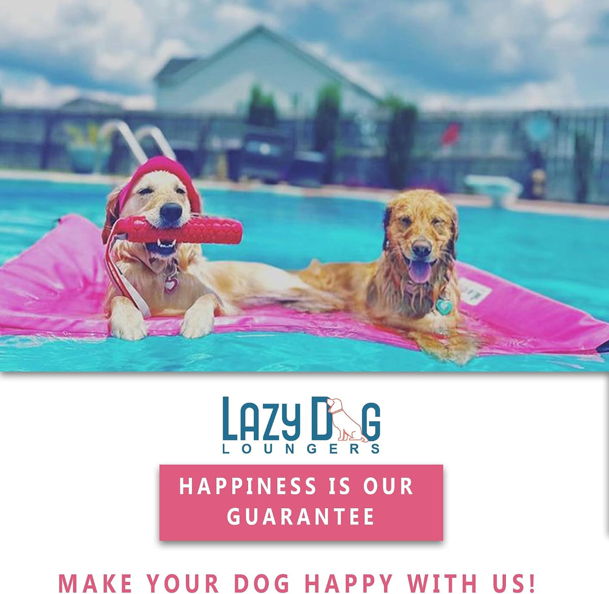 Dog Pool Float, Raft for Dogs and Pets - Semi-Submersible to Keep Your Dog Cool - Lake, Pool, River and Boat (Large, Pink)
