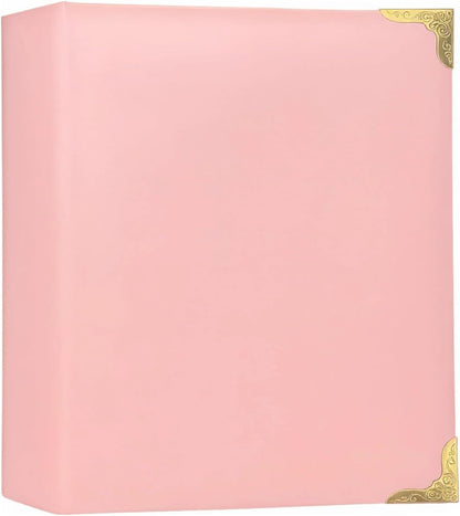 Hardback Leather 3 Ring Binder, 1.3 Inch D Ring, Three Ring Binders Fits 8.5" x 11", Corner Protectors, PU Leather Cover, for Photo Album, Home, Professional Office & School Supplies, Pink