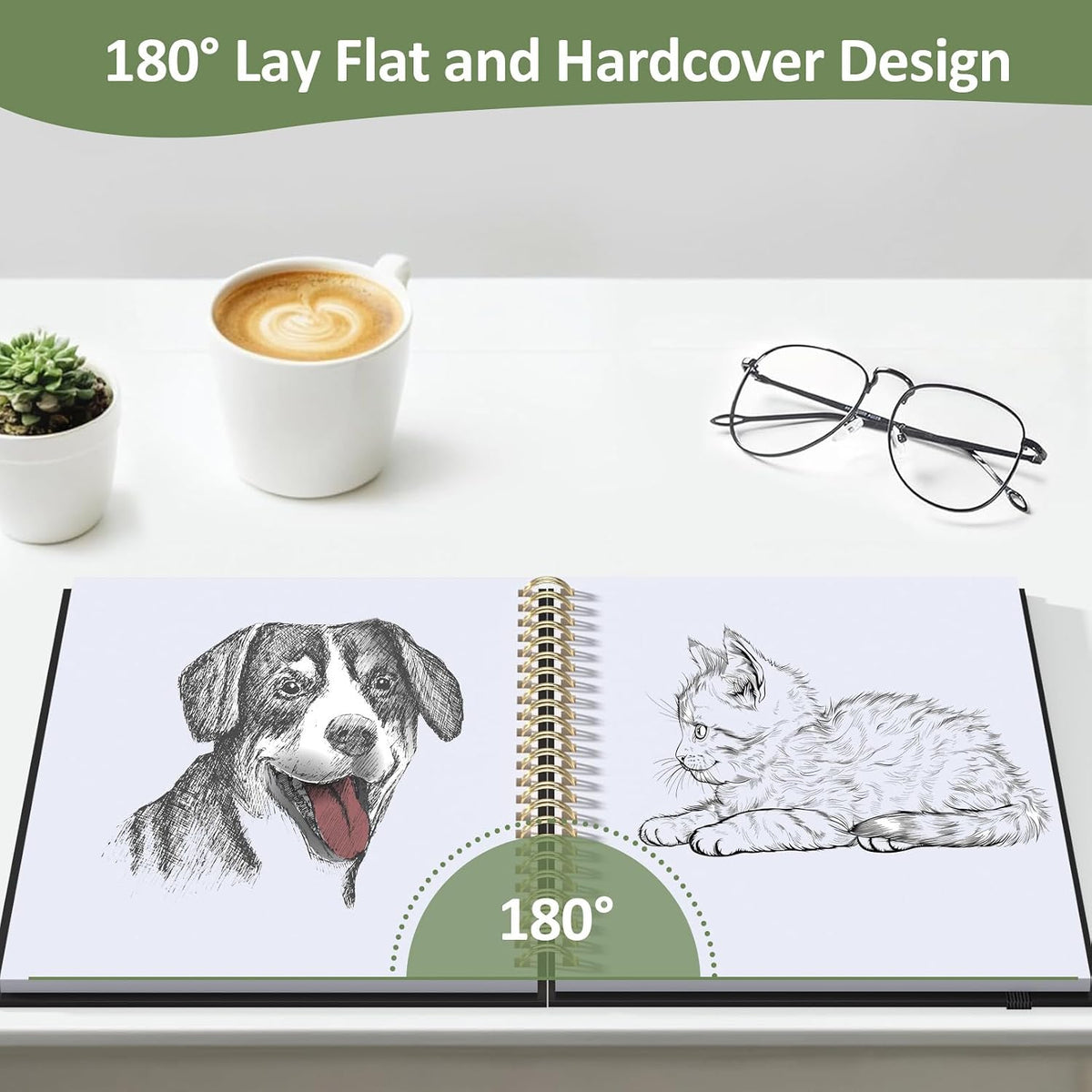 2 Pack Blank Spiral Notebook, 8"x 5.6"Hardcover Sketch Book