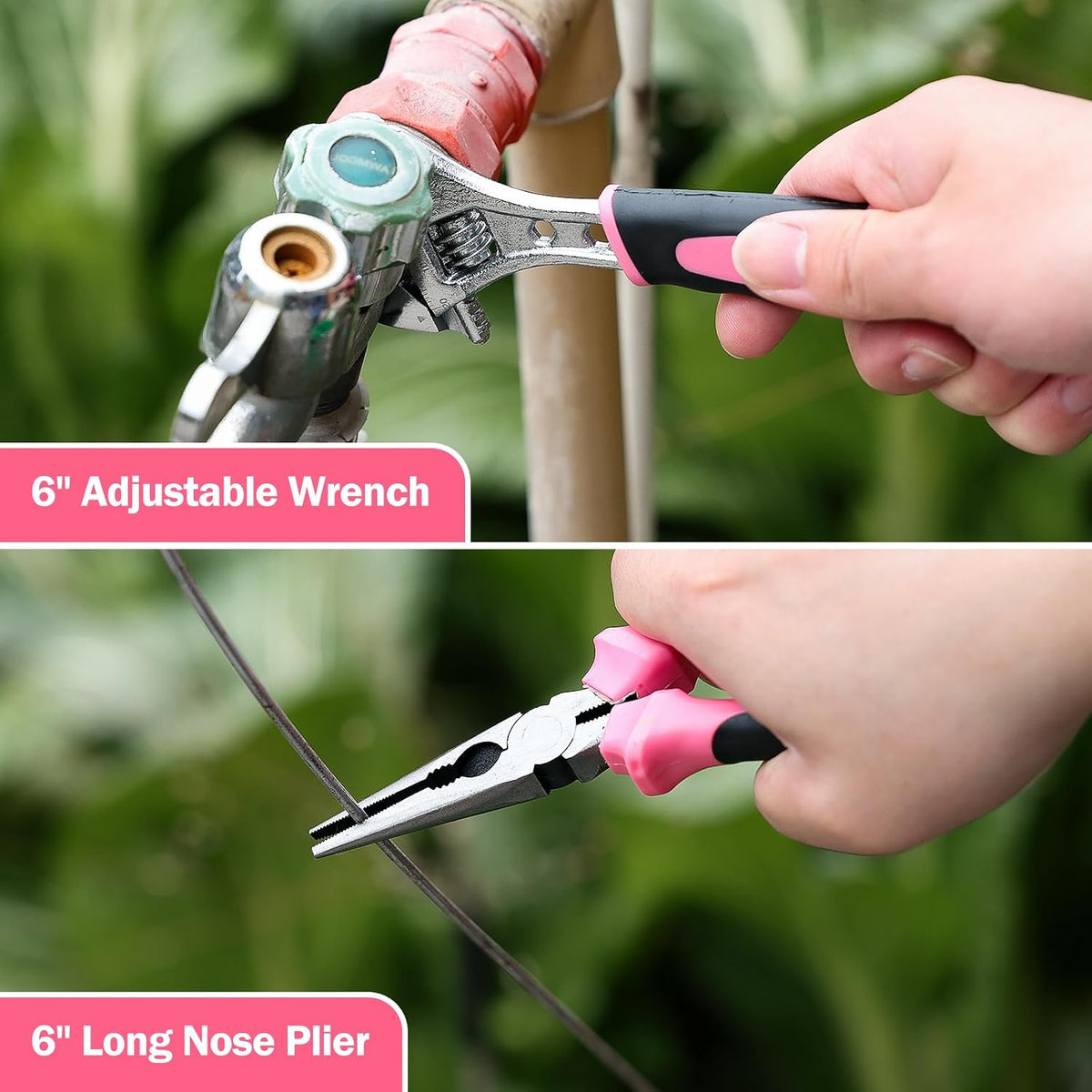 152PCS Home Tool Kit with 12V Cordless Drill, Pink