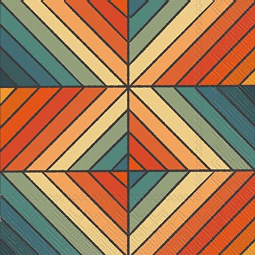 Boston International IHR 3-Ply Paper Napkins, 16-Count Guest Size, Shibori Stripe