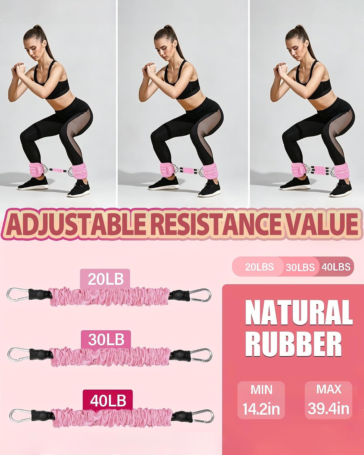 Glute Workout Equipment- Hip Thrust Belt for Dumbbells,Ankle Resistance Bands with Cuffs & Fabric Booty Bands for Women - Legs & Butt Workout Equipment for Women, Hip & Booty Building Set