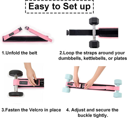 Glute Workout Equipment- Hip Thrust Belt for Dumbbells,Ankle Resistance Bands with Cuffs & Fabric Booty Bands for Women - Legs & Butt Workout Equipment for Women, Hip & Booty Building Set