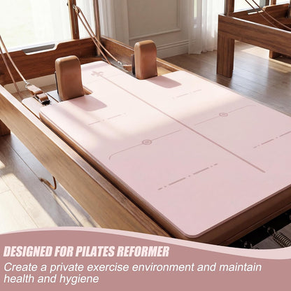 Soft Pilates Reformer Mat - 3.5mm Thick Pilates Reformer Cover Mats with Position Line & Non-Slip Rubber Backing, Sweat-Wicking and Quick-Drying Exercise Mat for Yoga Fitness