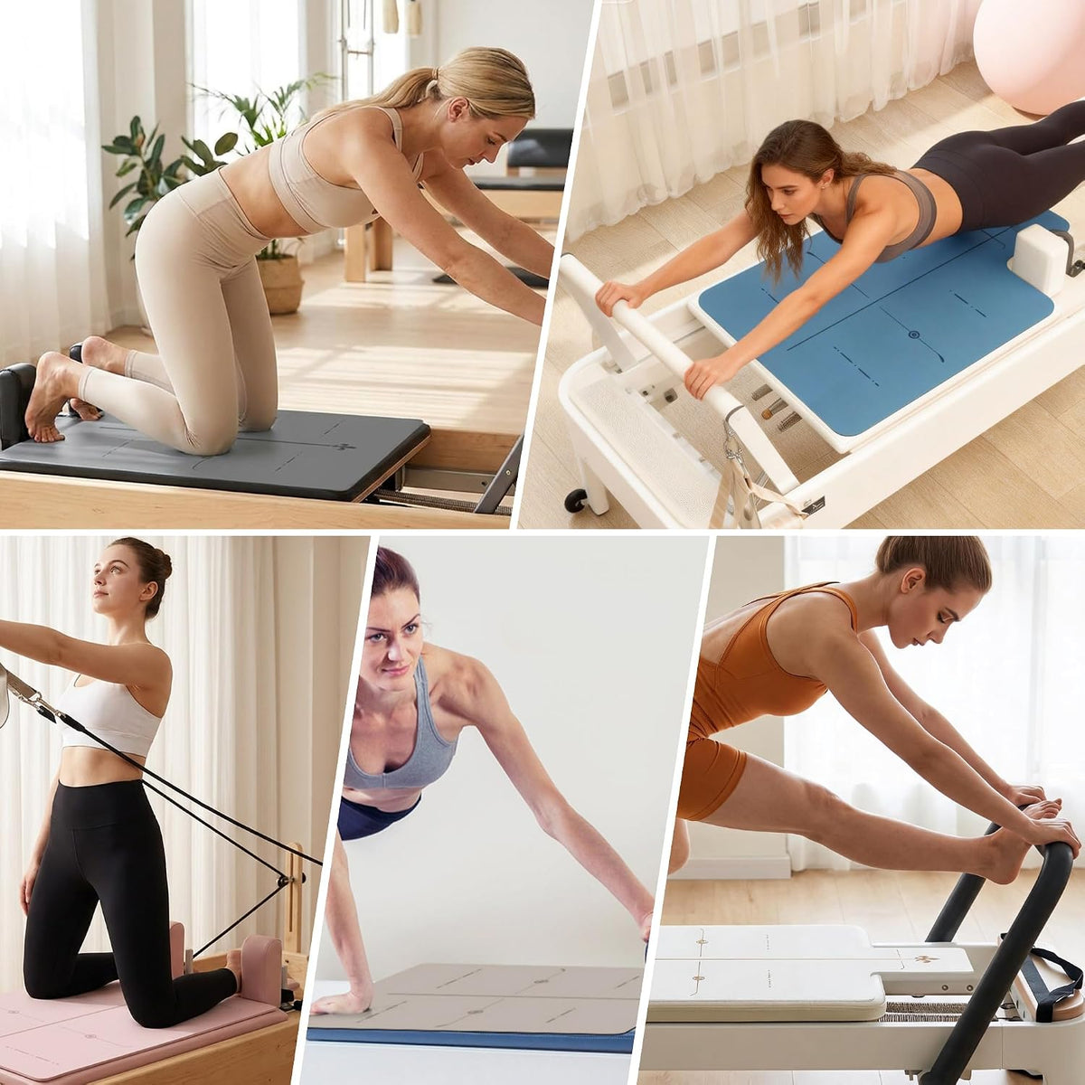 Soft Pilates Reformer Mat - 3.5mm Thick Pilates Reformer Cover Mats with Position Line & Non-Slip Rubber Backing, Sweat-Wicking and Quick-Drying Exercise Mat for Yoga Fitness