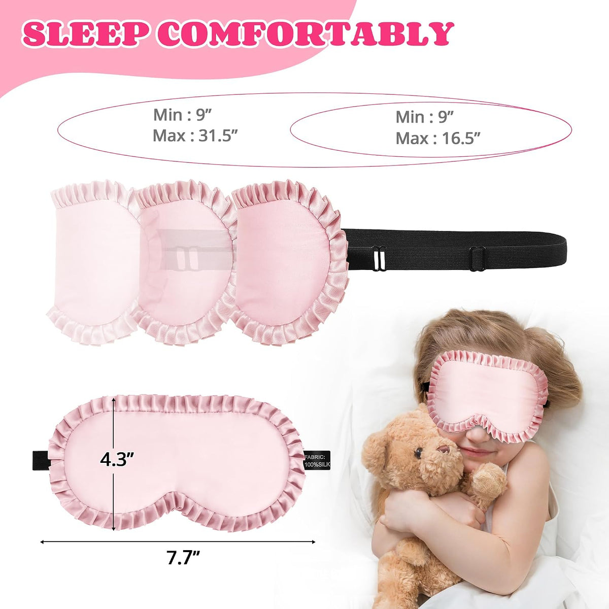 Kids Sleep Mask, Mulberry Silk Eye Mask with 100% Silk on Both Sides