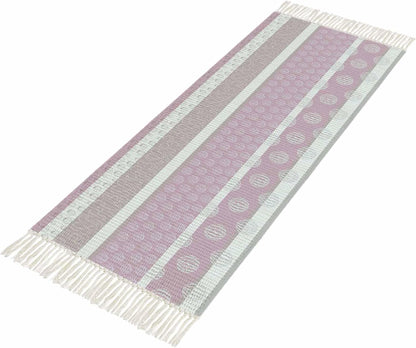 Farm Fruits Kitchen Runner Rug 2'x4', Watermelon Lemons Peach Pink Grey Striped Washable Rug with Tassels, Non Slip Woven Cotton Bathroom Rugs Hallway Carpet for Foyer Bedroom Entry Back Door Decor