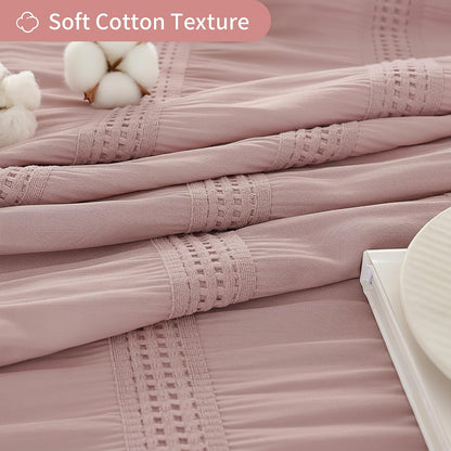 Pink Shower Curtain Waffle Shower Curtain Striped Cotton Blend Textured Fabric Shower Curtains for Bathroom 72 x 72, Blush Pink