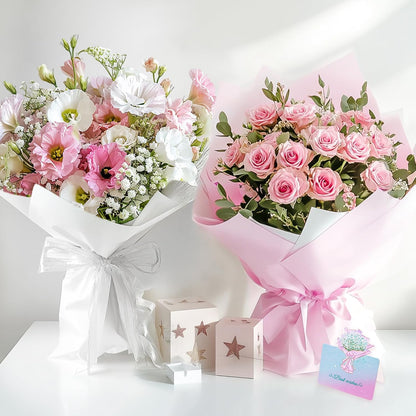 20 Sheets Flower Wrapping Paper, Waterproof Floral Wrapping Paper, Florist Supplies Packaging Paper for Wedding, Birthday Gift (Pink)