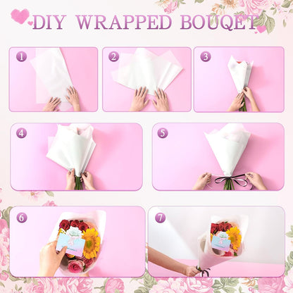 20 Sheets Flower Wrapping Paper, Waterproof Floral Wrapping Paper, Florist Supplies Packaging Paper for Wedding, Birthday Gift (Pink)