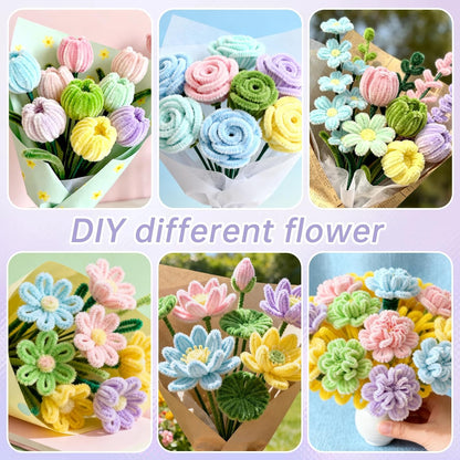 480 Pcs Pipe Cleaners Set Craft Flowers Making Kit for DIY Arts Supplies- Pink and Purple Series