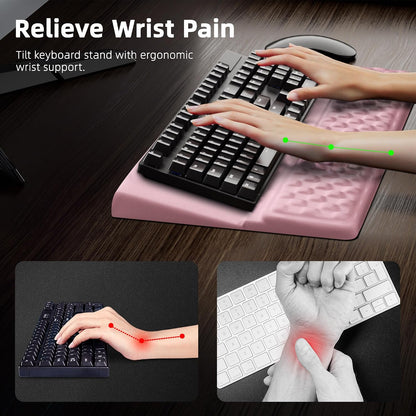 Ospelelf Keyboard Wrist Rest Pad, Comfy Ergonomic Keyboard Stand Riser Holder, Computer Wrist Support Cushion forTyping, Light Pink