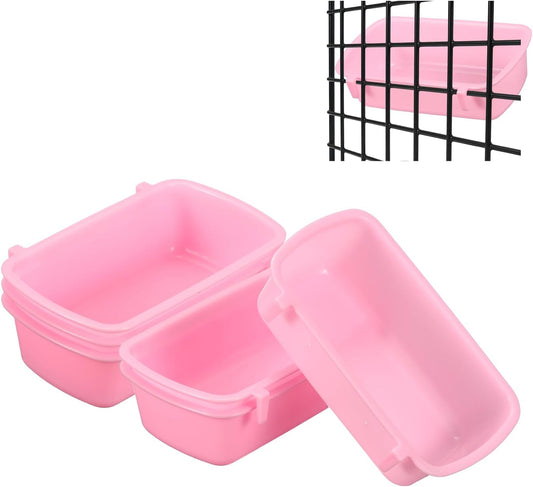 Cage Cups, 4.7x2.8x1.4 Inch Parakeet Feeder Bird Cage Accessories Hanging Food Water Dispenser, (Pink, 3 Pcs), Intended for Pet/Pigeon/Parrot/Chicken