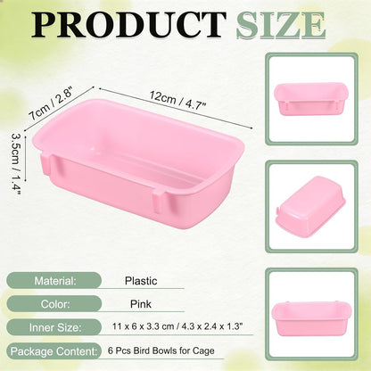 Cage Cups, 4.7x2.8x1.4 Inch Parakeet Feeder Bird Cage Accessories Hanging Food Water Dispenser, (Pink, 3 Pcs), Intended for Pet/Pigeon/Parrot/Chicken