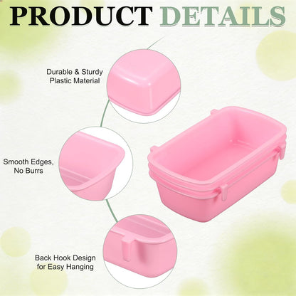 Cage Cups, 4.7x2.8x1.4 Inch Parakeet Feeder Bird Cage Accessories Hanging Food Water Dispenser, (Pink, 3 Pcs), Intended for Pet/Pigeon/Parrot/Chicken