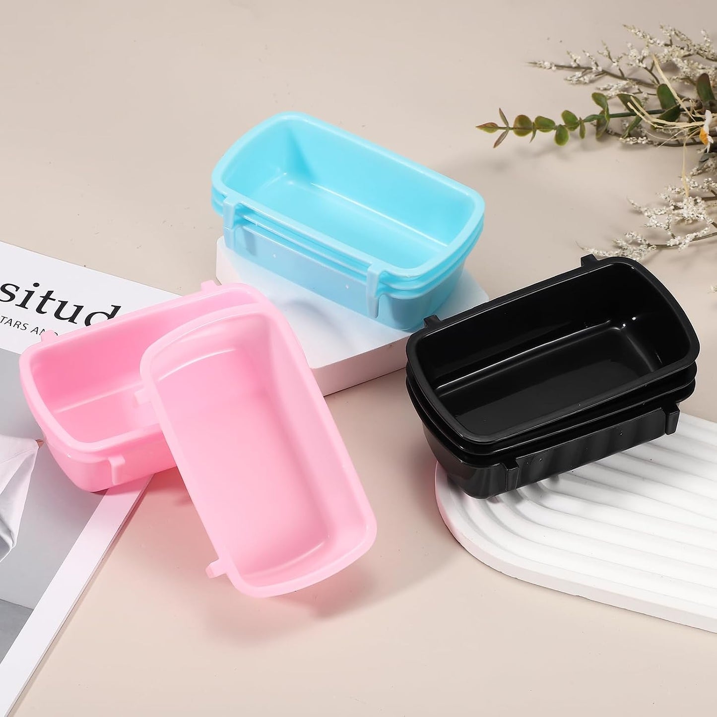 Cage Cups, 4.7x2.8x1.4 Inch Parakeet Feeder Bird Cage Accessories Hanging Food Water Dispenser, (Pink, 3 Pcs), Intended for Pet/Pigeon/Parrot/Chicken