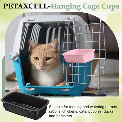 Cage Cups, 4.7x2.8x1.4 Inch Parakeet Feeder Bird Cage Accessories Hanging Food Water Dispenser, (Pink, 3 Pcs), Intended for Pet/Pigeon/Parrot/Chicken